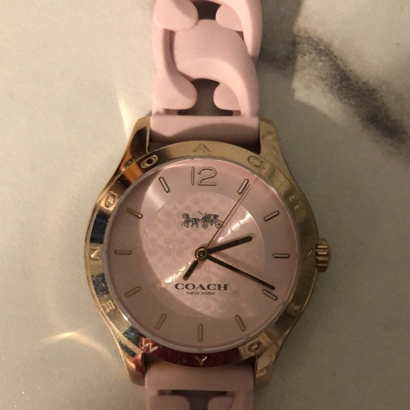 Womens Pink Coach Watch with original Coach silicon band. Needs battery. - Picture 2 of 3